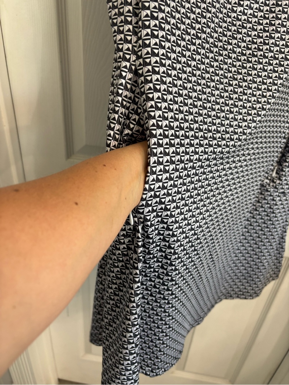 Maelreg Sleeveless Black & White Patterned Mini Polo Dress Large - Picture 5 of 7